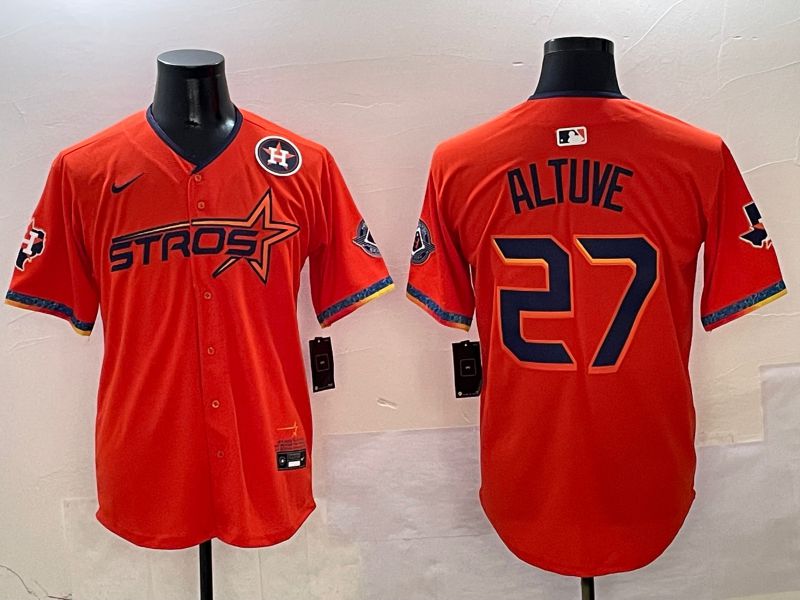 Men Houston Astros #27 Altuve Orange Five generation Joint Name Nike 2025 MLB Jersey style 4->houston astros->MLB Jersey